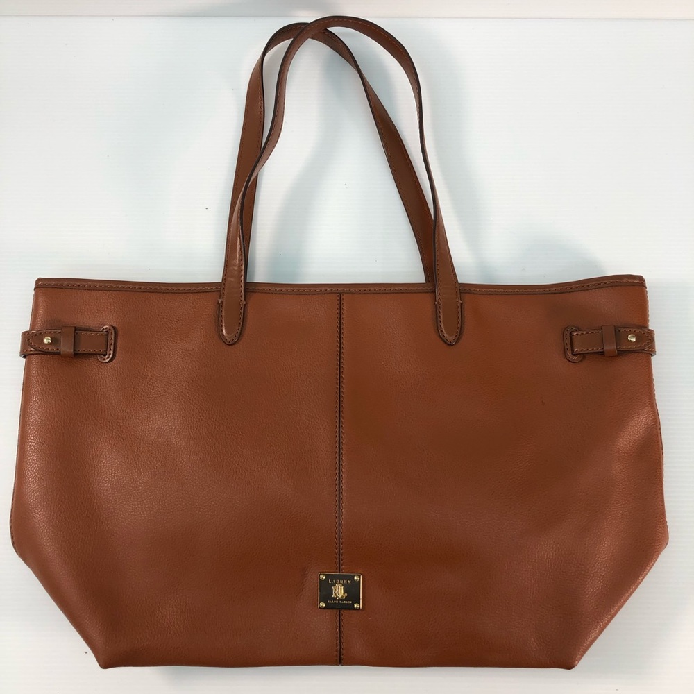Ralph Lauren Cognac Leather Tote Bag